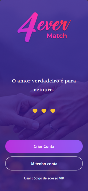 Tela de boas-vindas do 4ever Match